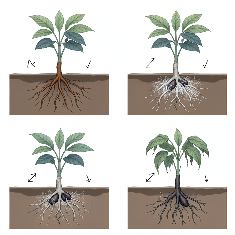 AI-generated conceptual illustration (coffee plants). It explains the idea and does not show study data.