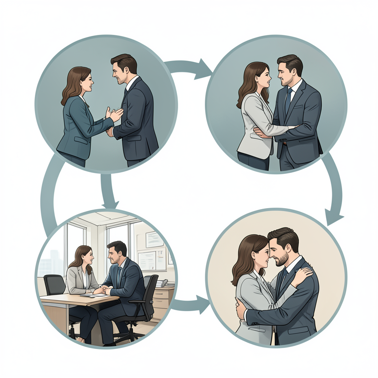 AI-generated conceptual illustration (a married couple). It explains the idea and does not show study data.