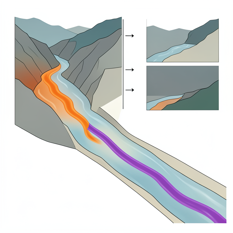 AI-generated conceptual illustration (A mountain stream in the Appalachian mining region). It explains the idea and does not show study data.
