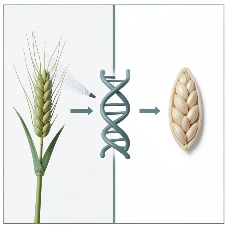 AI-generated conceptual illustration (wheat plants and wheat grains). It explains the idea and does not show study data.