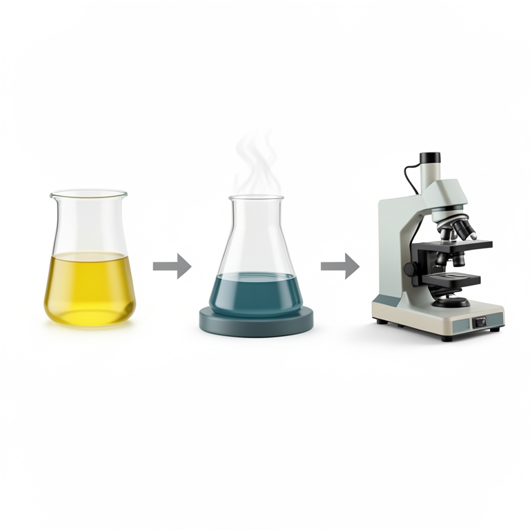 AI-generated conceptual illustration (Potassium ferricyanide solution with plant tinctures in a laboratory setting). It explains the idea and does not show study data.