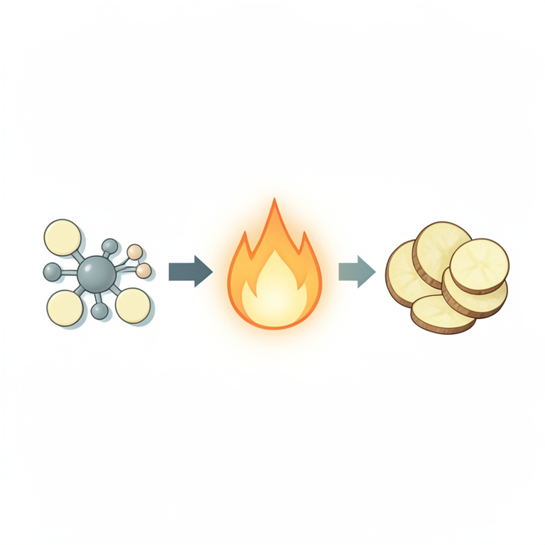 AI-generated conceptual illustration (sliced potatoes in a deep fryer). It explains the idea and does not show study data.