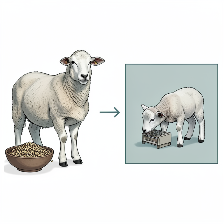 AI-generated conceptual illustration (pregnant ewes and young lambs). It explains the idea and does not show study data.