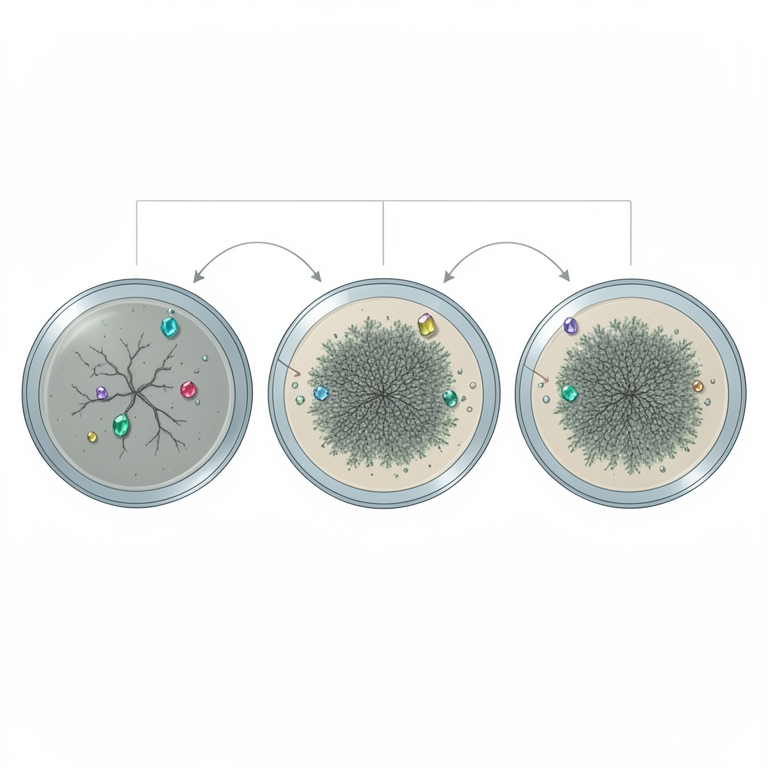 AI-generated conceptual illustration (Magnaporthe grisea fungus on finger millet growth media). It explains the idea and does not show study data.