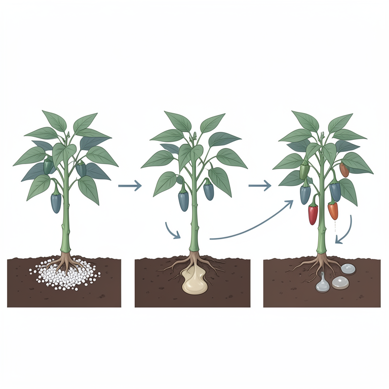 AI-generated conceptual illustration (chilli plants (Capsicum frustescens L) Dewata 43 F1 variety). It explains the idea and does not show study data.