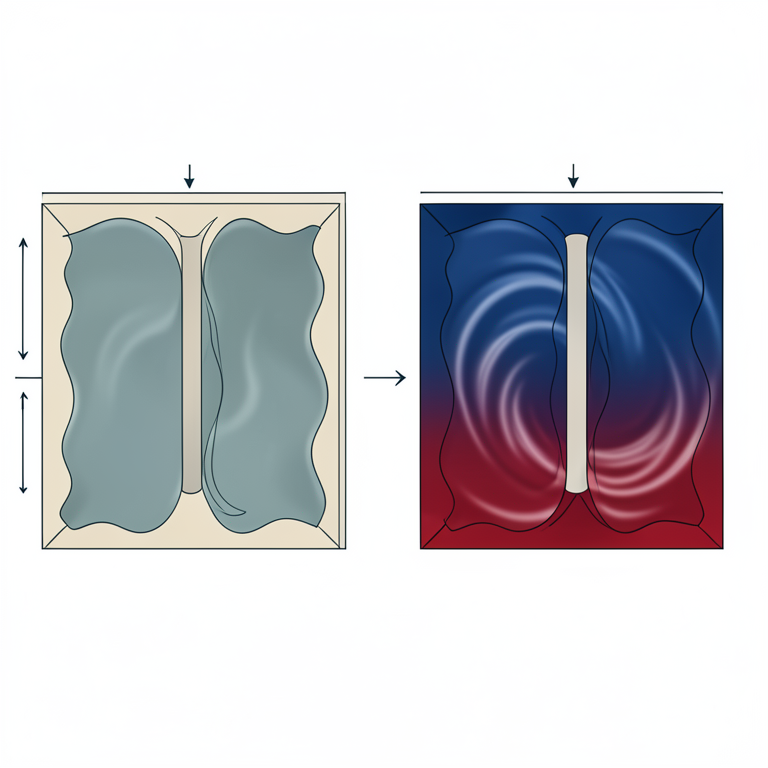 AI-generated conceptual illustration (A square wavy cavity containing a conductive fluid and a vertical fin). It explains the idea and does not show study data.