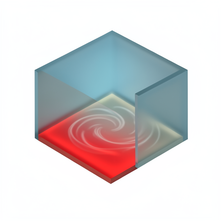 AI-generated conceptual illustration (A 2D square cavity enclosure). It explains the idea and does not show study data.