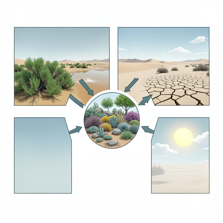 AI-generated conceptual illustration (Thar desert landscape with vegetation, soil, and atmosphere). It explains the idea and does not show study data.