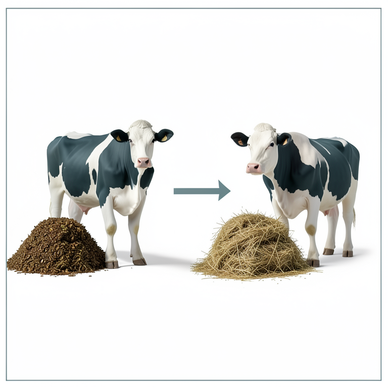 AI-generated conceptual illustration (Holstein cows). It explains the idea and does not show study data.