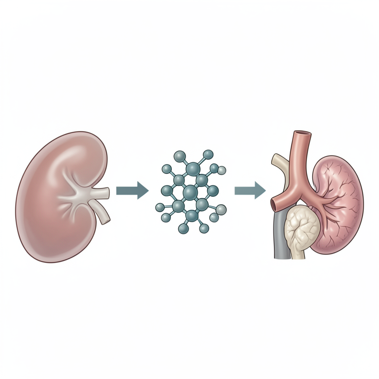 AI-generated conceptual illustration (Human kidney, pituitary gland, and thyroid gland). It explains the idea and does not show study data.
