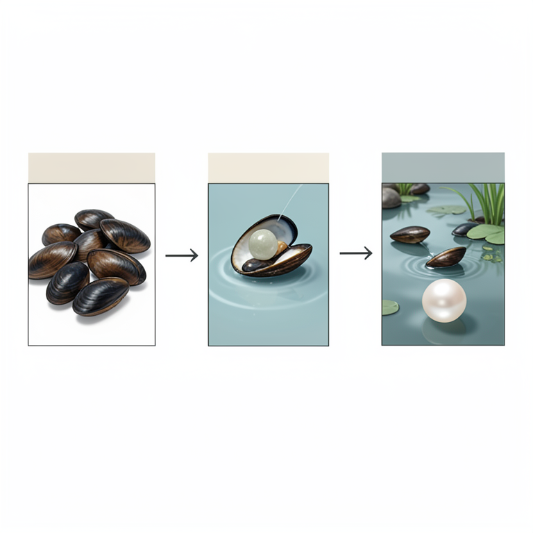 AI-generated conceptual illustration (freshwater mussels). It explains the idea and does not show study data.