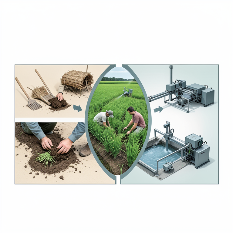 AI-generated conceptual illustration (Rice paddies in a rural landscape). It explains the idea and does not show study data.