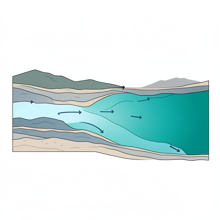 AI-generated conceptual illustration (A cross-section of a sedimentary aquifer in the Great Artesian Basin). It explains the idea and does not show study data.