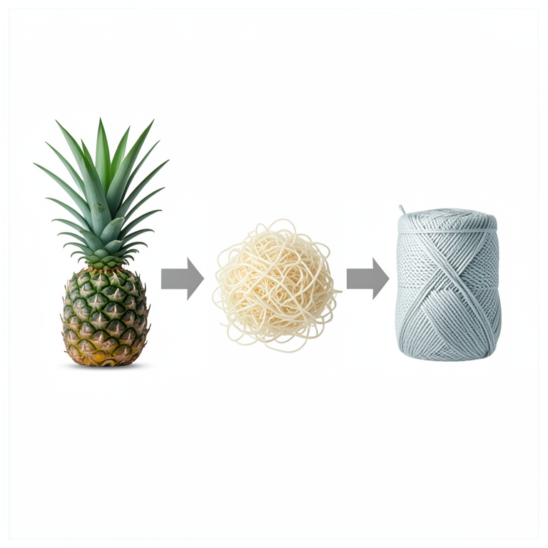 AI-generated conceptual illustration (pineapple plants and traditional hand-woven textiles). It explains the idea and does not show study data.