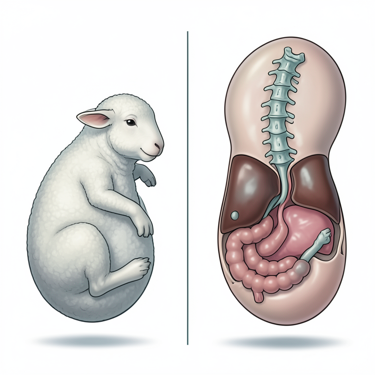 AI-generated conceptual illustration (sheep fetus). It explains the idea and does not show study data.