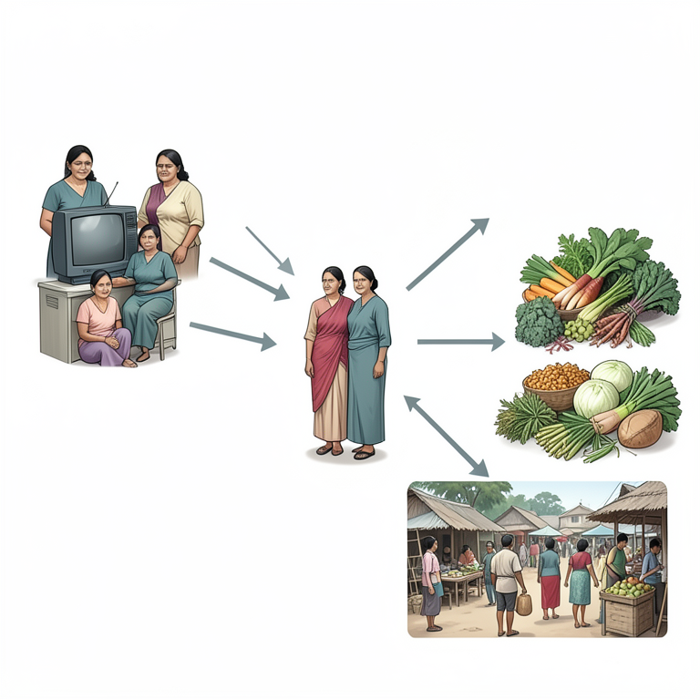 AI-generated conceptual illustration (Indian farm women in Telangana state). It explains the idea and does not show study data.