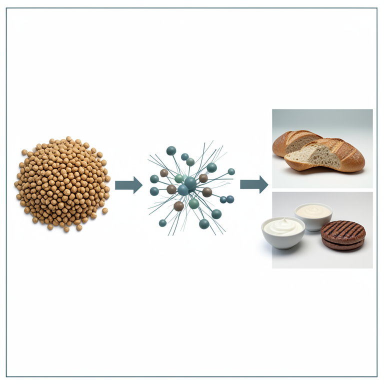 AI-generated conceptual illustration (fenugreek seeds and processed food products). It explains the idea and does not show study data.