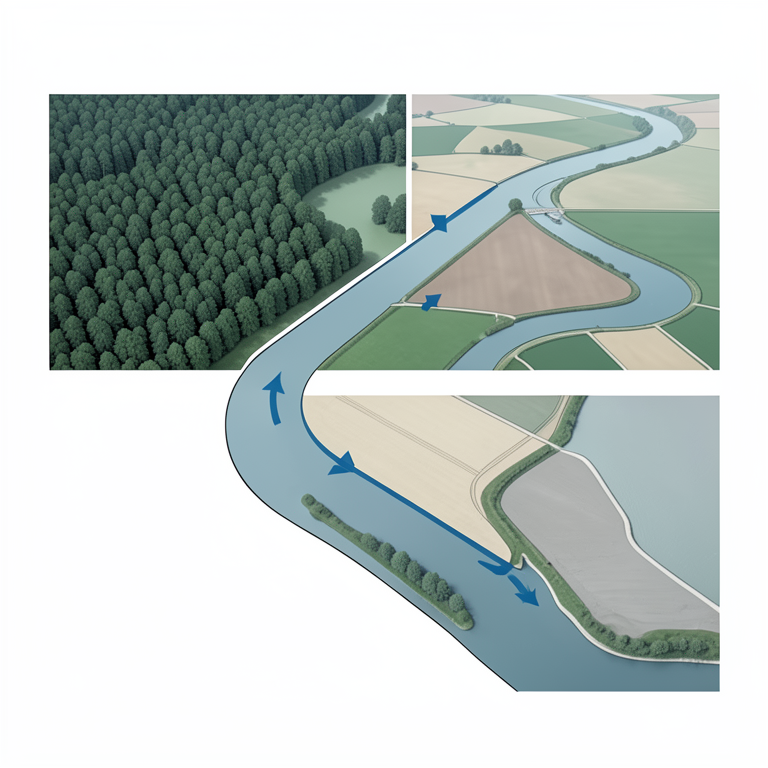 AI-generated conceptual illustration (A river system in the Bhagalpur region of India). It explains the idea and does not show study data.