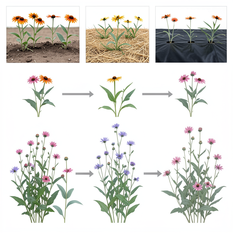 AI-generated conceptual illustration (Gaillardia pulchella plants). It explains the idea and does not show study data.