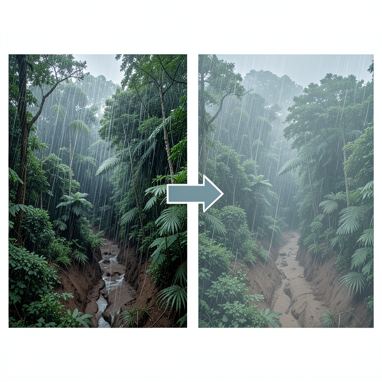 AI-generated conceptual illustration (Amazon basin rainforest landscape). It explains the idea and does not show study data.