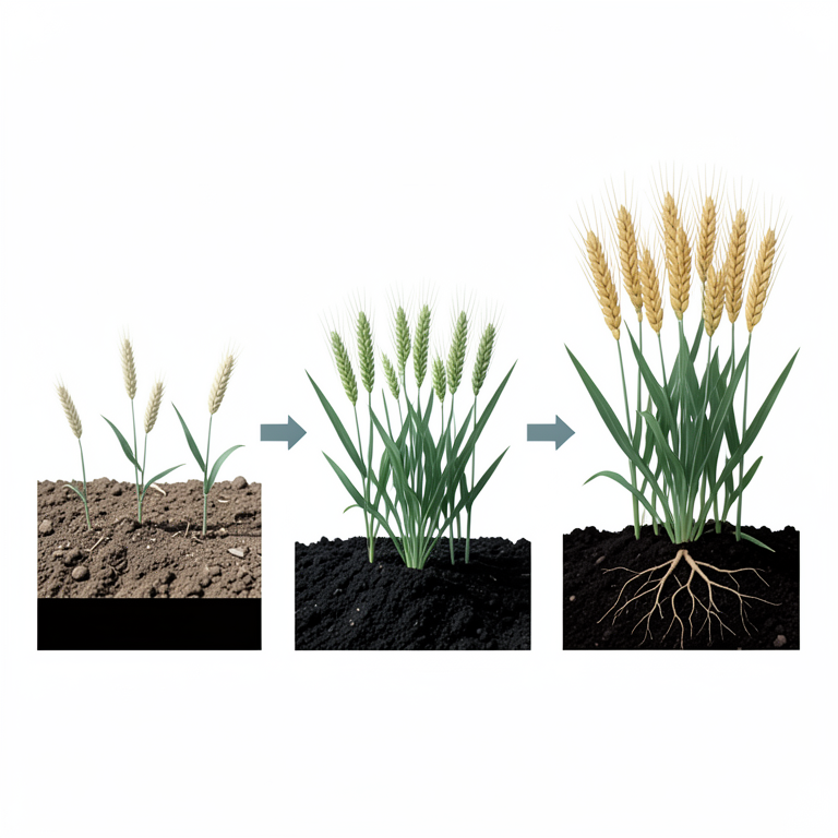 AI-generated conceptual illustration (malt barley plants in black soil). It explains the idea and does not show study data.