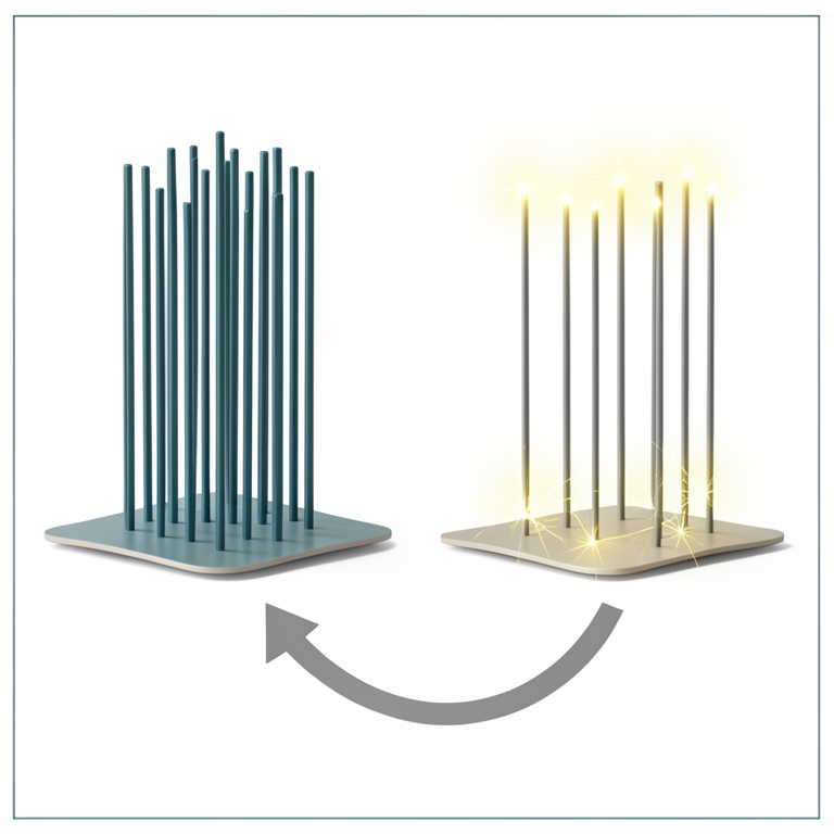 AI-generated conceptual illustration (Zinc oxide nanowire arrays on a flexible polymer substrate). It explains the idea and does not show study data.