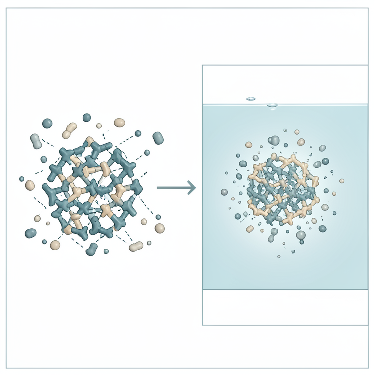 AI-generated conceptual illustration (Fluconazole drug molecules and coformer molecules in a crystalline lattice). It explains the idea and does not show study data.