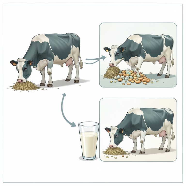 AI-generated conceptual illustration (crossbred dairy cattle). It explains the idea and does not show study data.