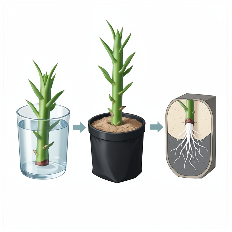 AI-generated conceptual illustration (dragon fruit stem cuttings). It explains the idea and does not show study data.