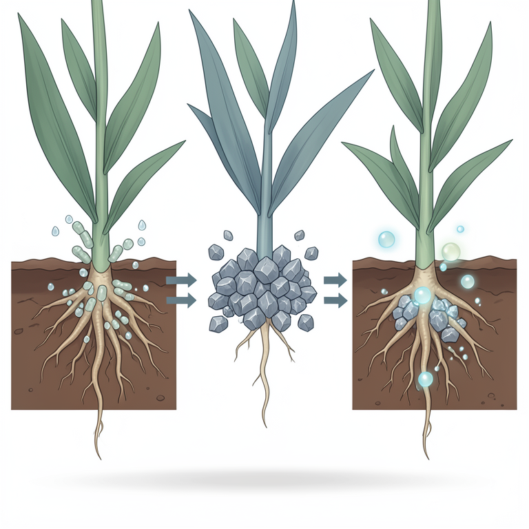 AI-generated conceptual illustration (maize plant roots in acidic soil). It explains the idea and does not show study data.