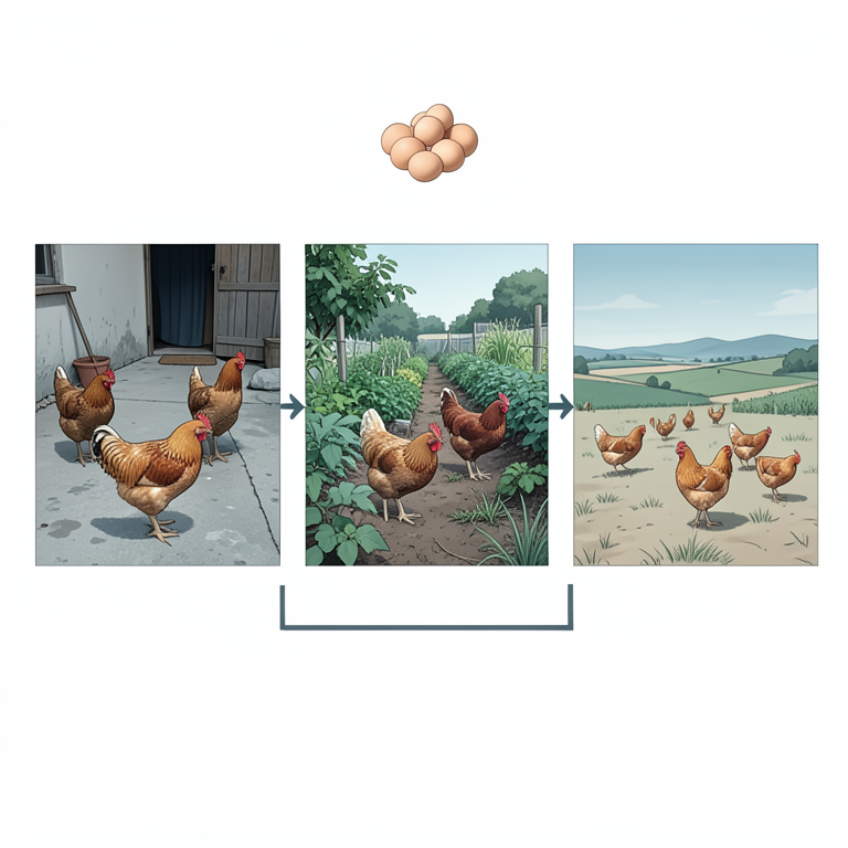AI-generated conceptual illustration (indigenous chickens in urban, peri-urban, and rural Ethiopian settings). It explains the idea and does not show study data.
