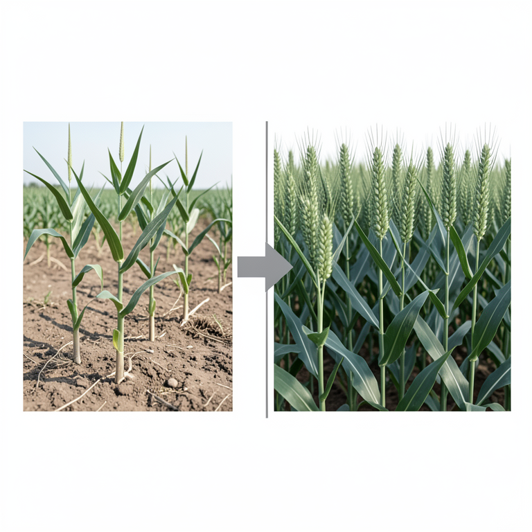 AI-generated conceptual illustration (maize and wheat crops). It explains the idea and does not show study data.