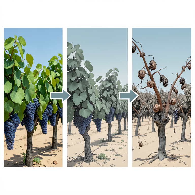 AI-generated conceptual illustration (Namibian grape vines and clusters). It explains the idea and does not show study data.
