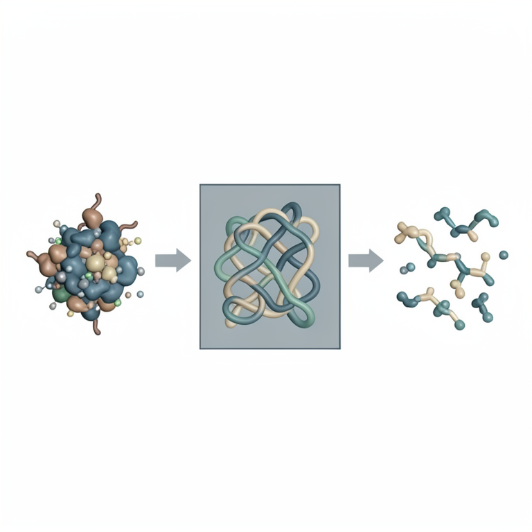 AI-generated conceptual illustration (lipase enzyme and polyester polymer chains). It explains the idea and does not show study data.