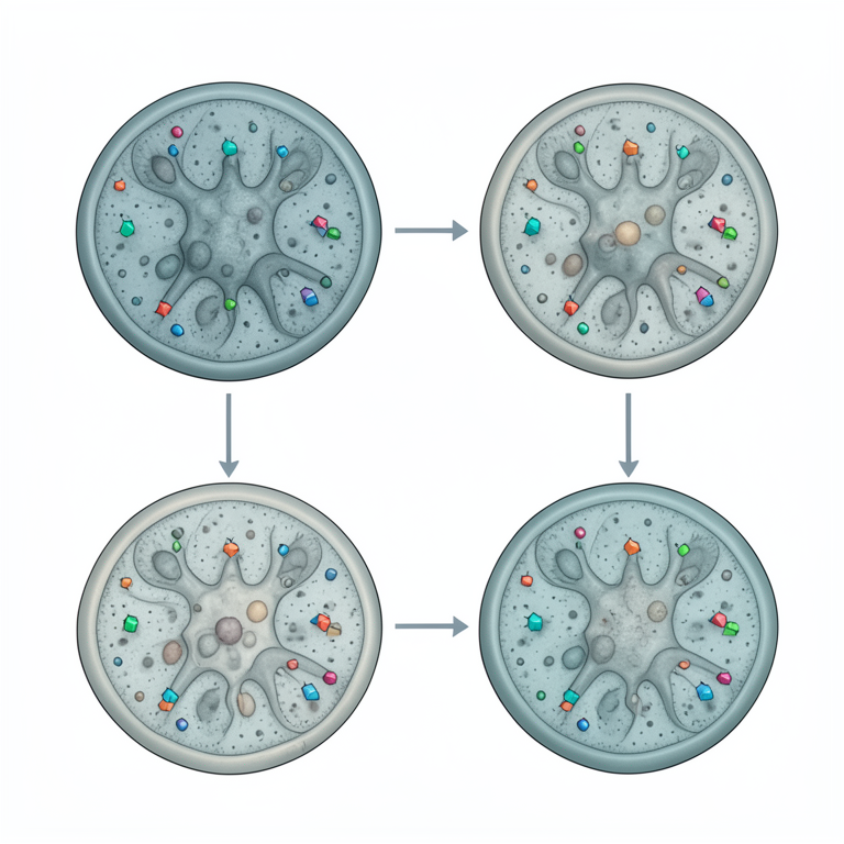 AI-generated conceptual illustration (human hematopoietic cells). It explains the idea and does not show study data.