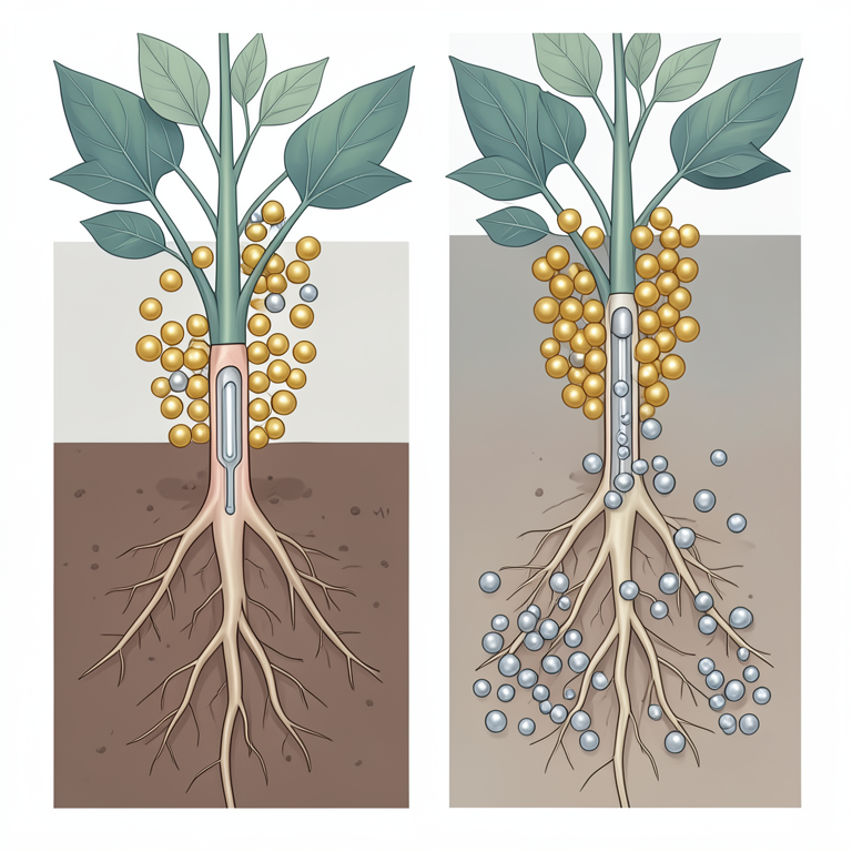 AI-generated conceptual illustration (okra plant roots in soil). It explains the idea and does not show study data.