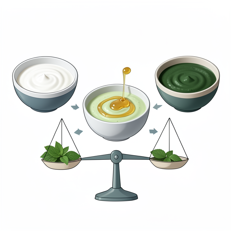 AI-generated conceptual illustration (yogurt bowls with moringa leaf extract and honey). It explains the idea and does not show study data.