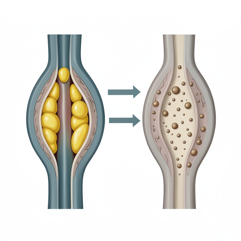 AI-generated conceptual illustration (human coronary artery). It explains the idea and does not show study data.