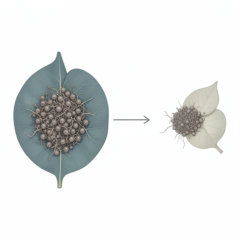 AI-generated conceptual illustration (Colletotrichum lindemuthianum fungus on cowpea plants). It explains the idea and does not show study data.