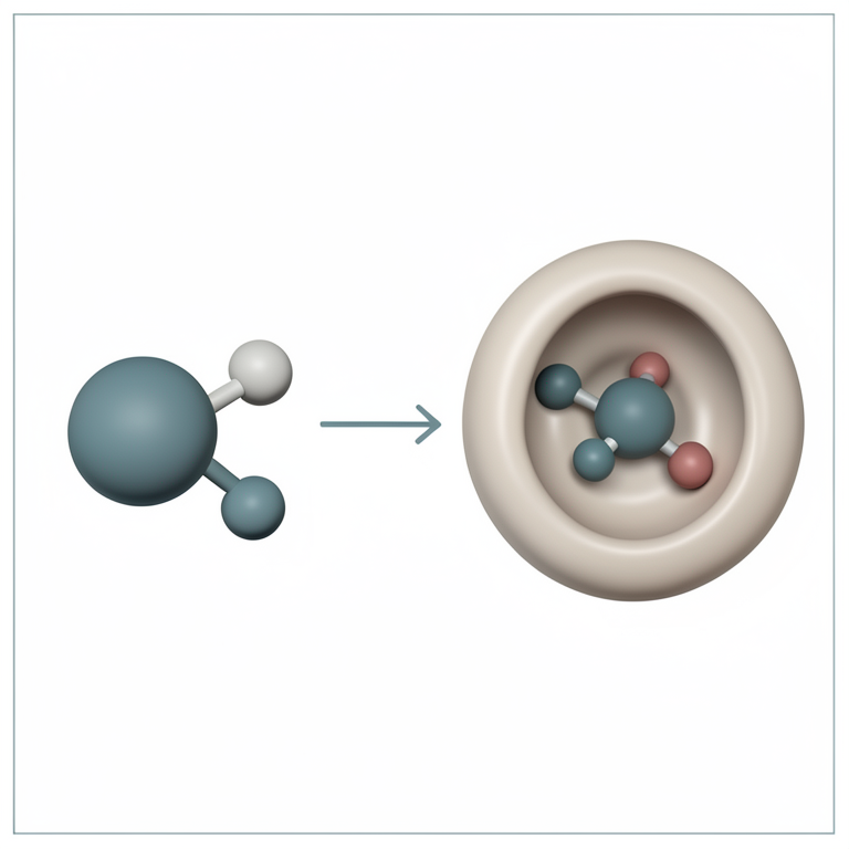 AI-generated conceptual illustration (a small molecule covalent inhibitor and a protein binding pocket). It explains the idea and does not show study data.