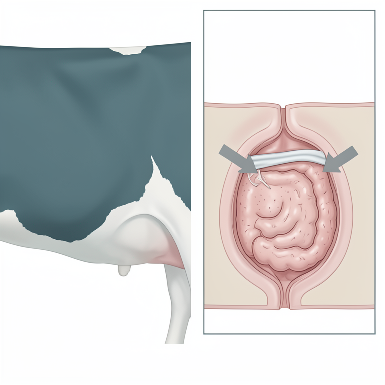 AI-generated conceptual illustration (Holstein cow). It explains the idea and does not show study data.