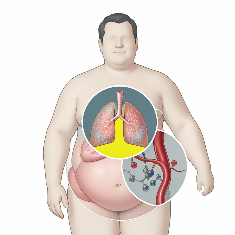 AI-generated conceptual illustration (An obese human torso and head). It explains the idea and does not show study data.
