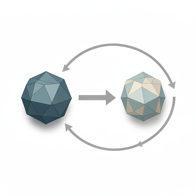 AI-generated conceptual illustration (Abstract geometric representation of a mathematical group structure). It explains the idea and does not show study data.