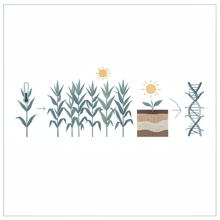AI-generated conceptual illustration (maize plants). It explains the idea and does not show study data.