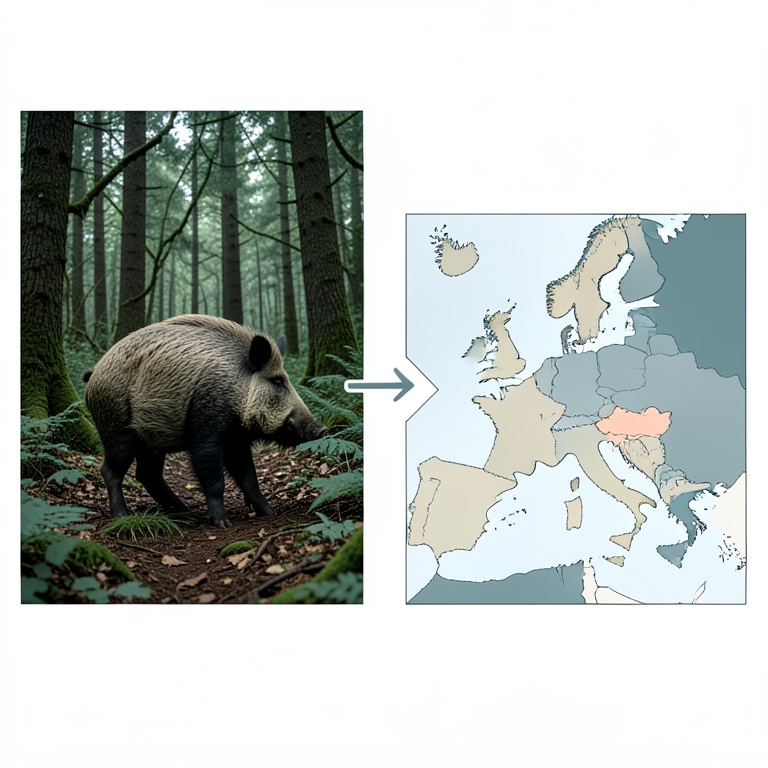 AI-generated conceptual illustration (wild boars in a forest landscape). It explains the idea and does not show study data.