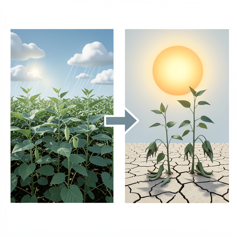 AI-generated conceptual illustration (Soybean and cotton plants in a field). It explains the idea and does not show study data.