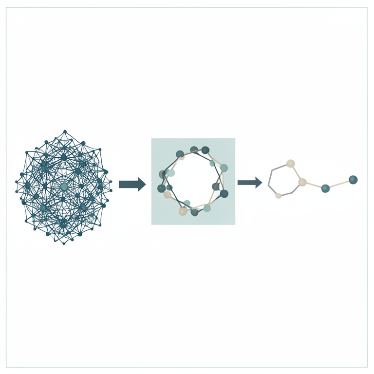 AI-generated conceptual illustration (A mathematical system of equations represented as geometric blocks of interconnected nodes and lines). It explains the idea and does not show study data.