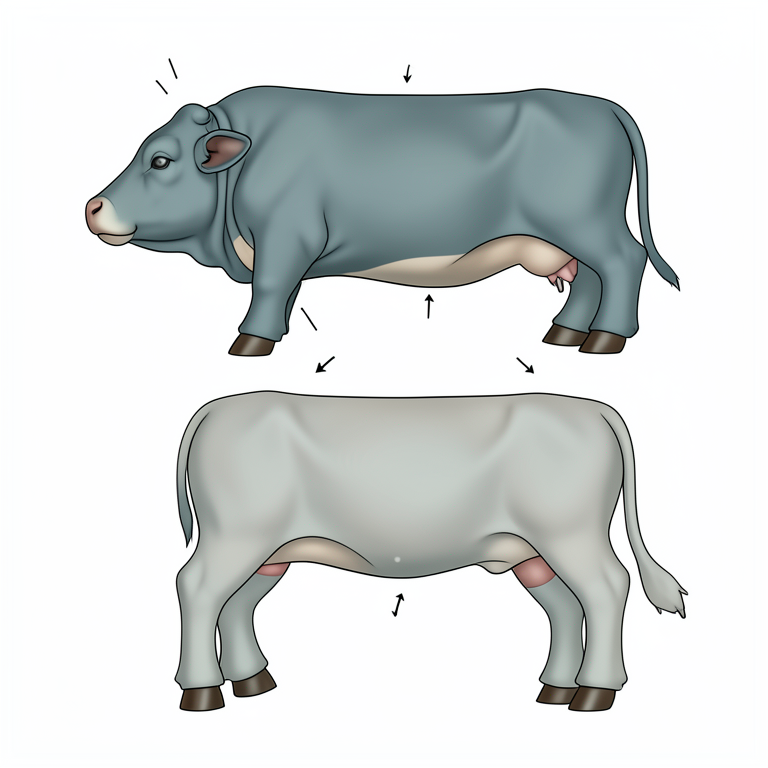 AI-generated conceptual illustration (Punganur dwarf calf). It explains the idea and does not show study data.
