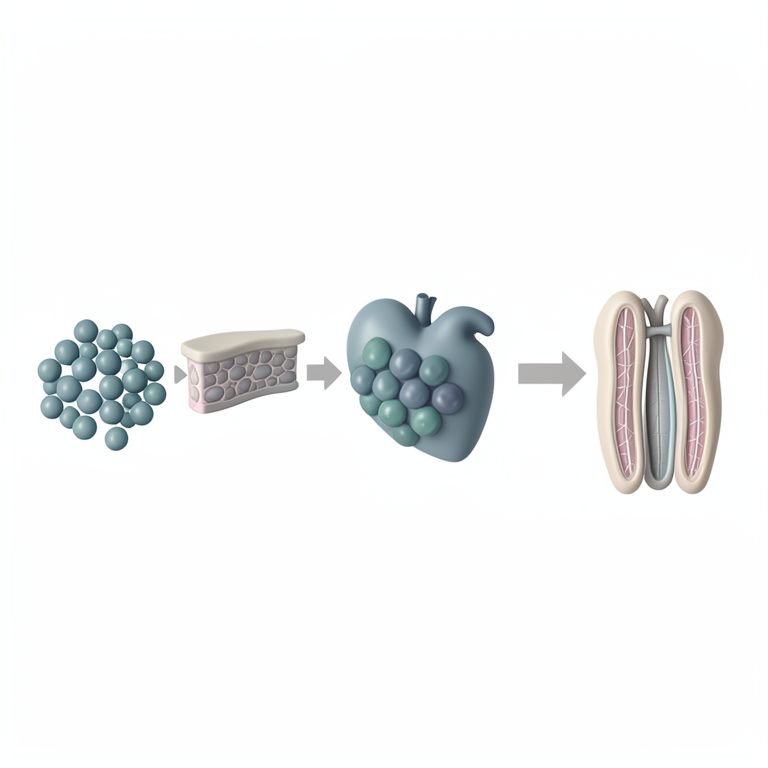 AI-generated conceptual illustration (human induced pluripotent stem cells and cardiomyocytes). It explains the idea and does not show study data.