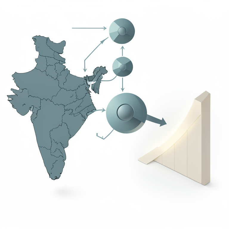 AI-generated conceptual illustration (A map of India and a digital data stream). It explains the idea and does not show study data.